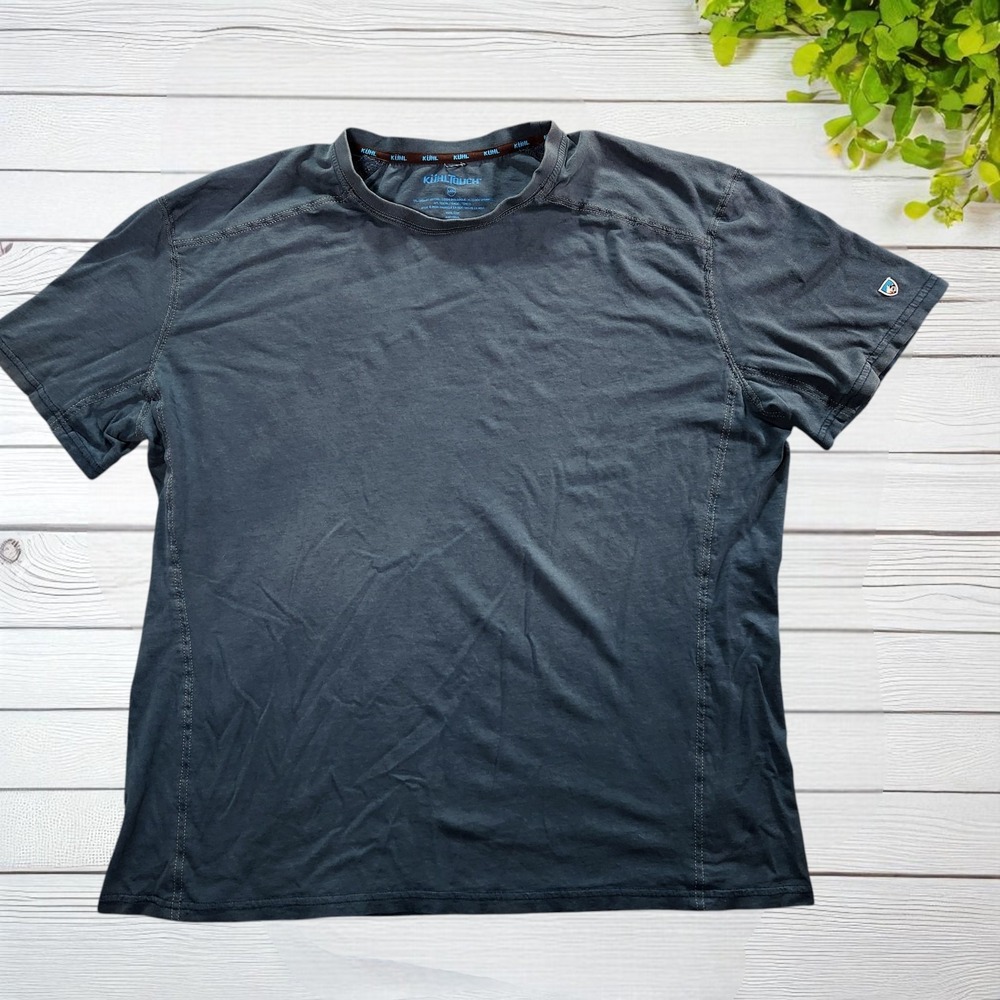 Kuhl Touch Mens Tee Shirt XXXL Blue Short Sleeve Logo Organic Cotton Outdoor